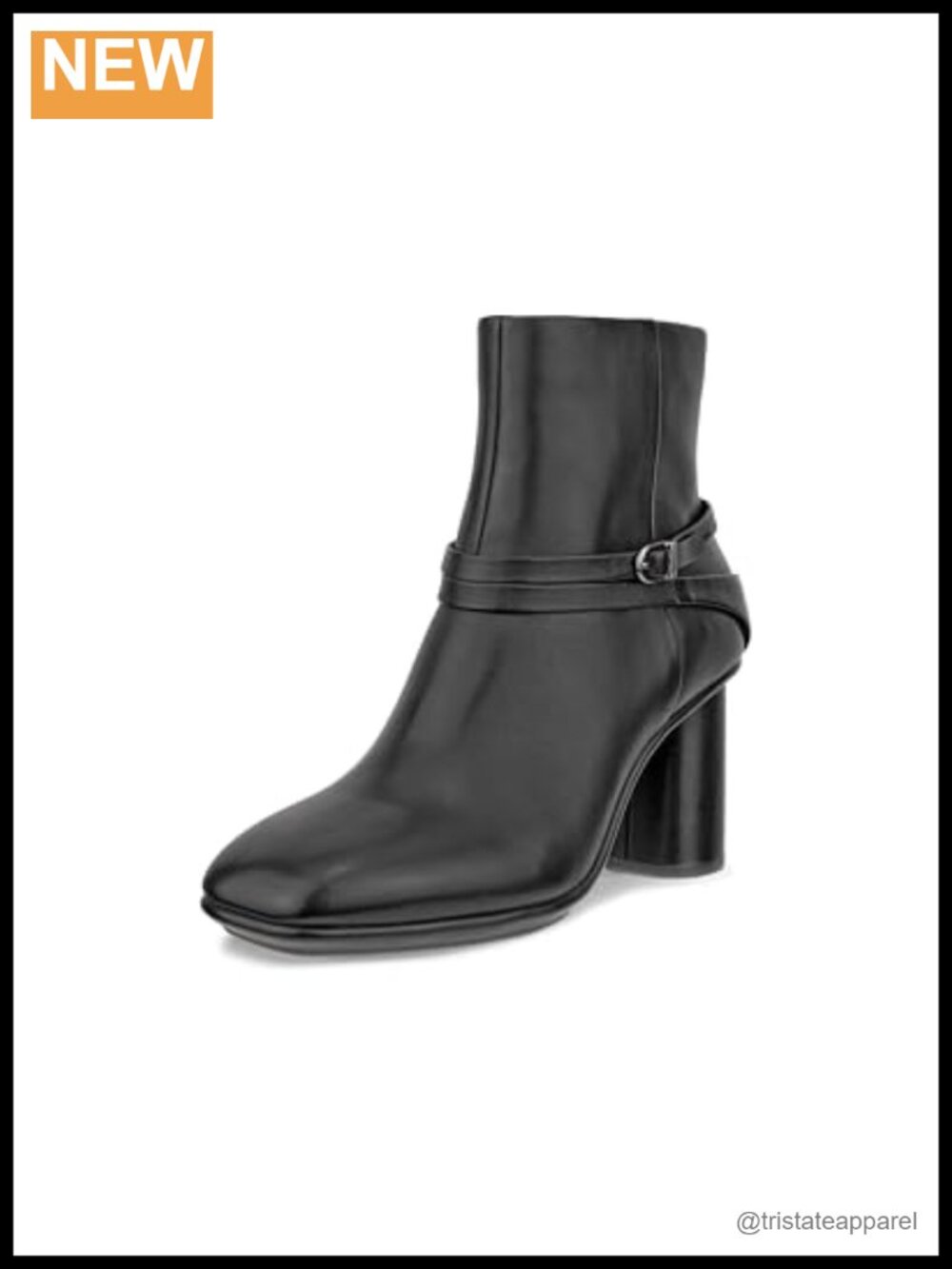 ECCO Women's Ankle Boots with Zipper Closure, Block Heel, PU Leather